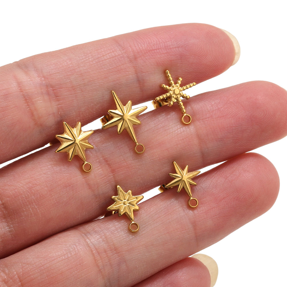 Jewelry Making Tools List - 6pcs Stainless Steel Star Earrings Studs
