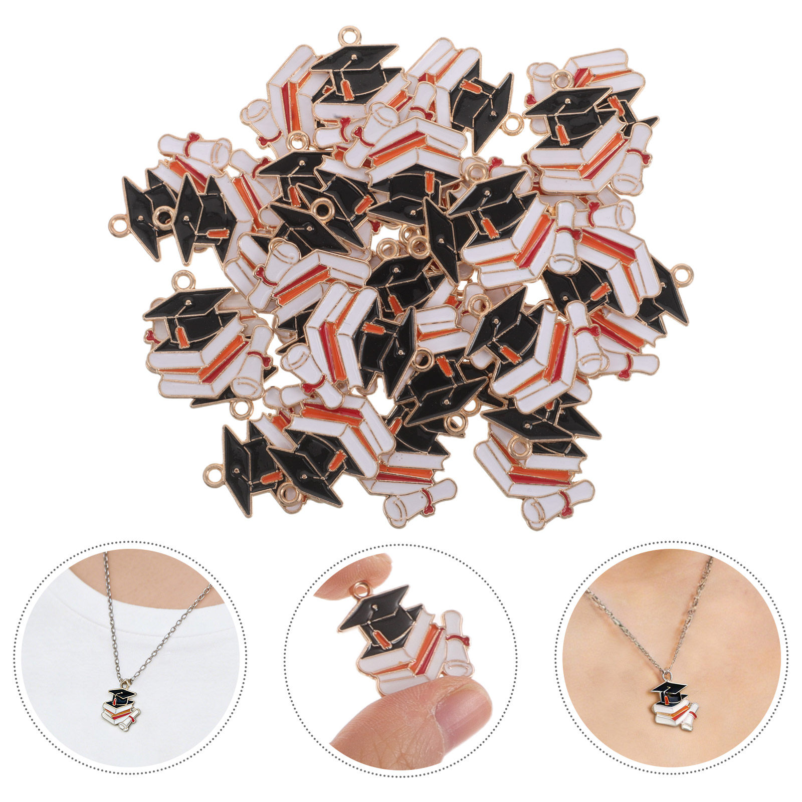 Jewelry Making Diploma - 50Pcs Graduation Cap Pendants Bulk Alloy