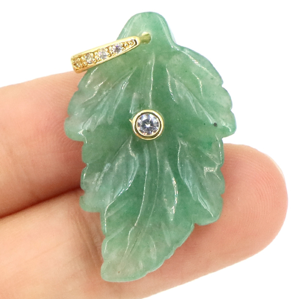 Natural Stone Leaf Pendant Hea - đánh giá và giá Jewelry Making Gemstones