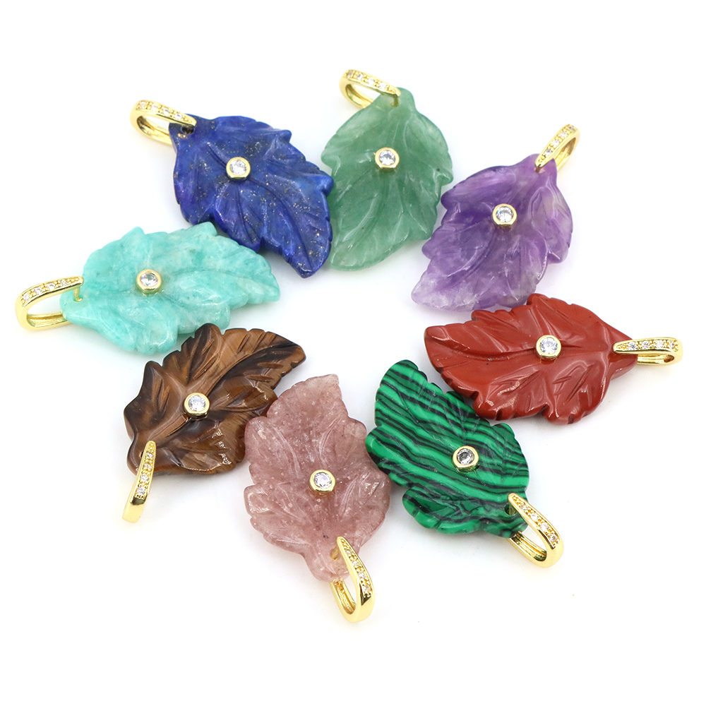 Natural Stone Leaf Pendant Hea - đánh giá và giá Jewelry Making Gemstones