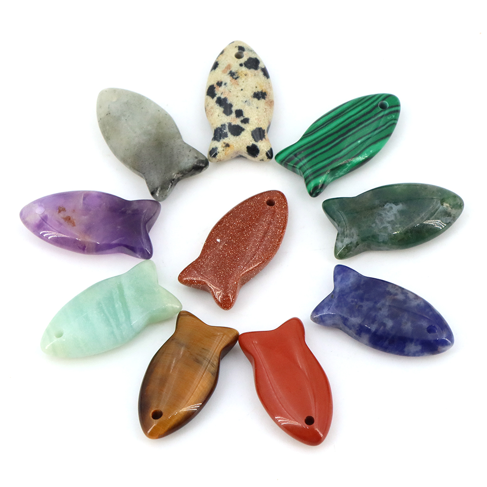 Cute Fish Beads Natural Stone  - đánh giá và giá Jewelry Making Gemstones